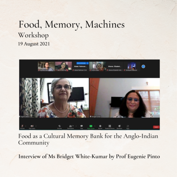 Ms Bridget White-Kumar, and Prof Eugenie Pinto at the Food, Memory, Machines Workshop.